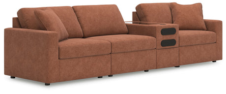 Modmax - Spice - Sectional Light Brown 4 Pc. Sectional With Audio Console by Signature Design by Ashley® | Bel Furniture