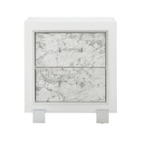 Skye - Marble Nightstand - White