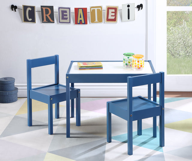 Gibson - 3-Piece Dry Erase Kids Table & Two Chair Set Blue by Simple Living | Bel Furniture