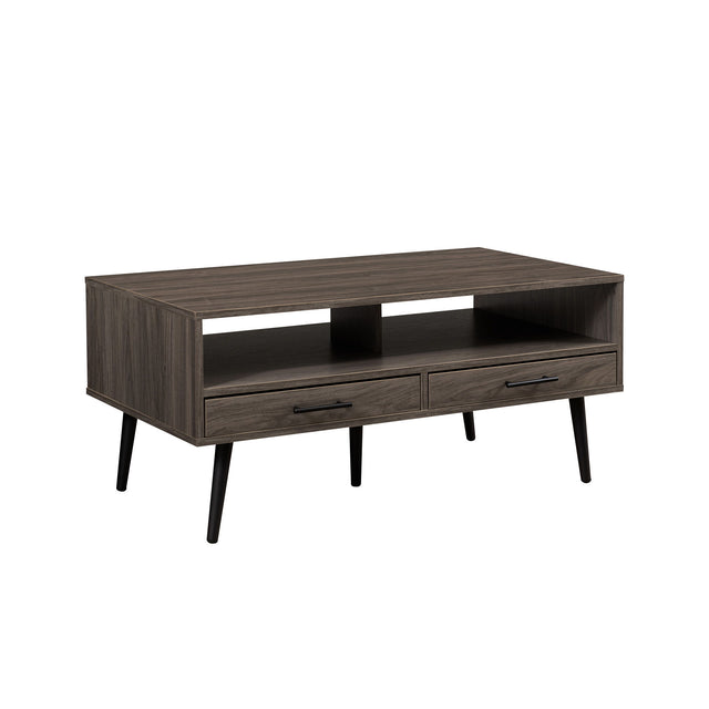 Contemporary 2 Drawer Low Coffee Table Dark Gray by Walker Edison | Bel Furniture