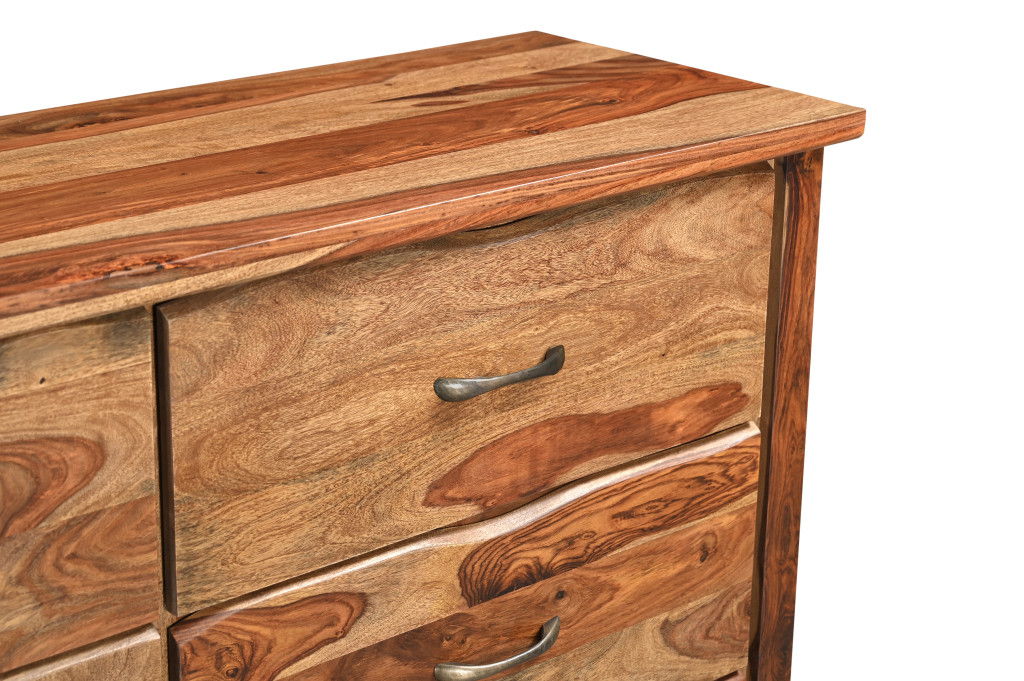 Solid Wood Live Edge Six Drawer Double Dresser - Brown