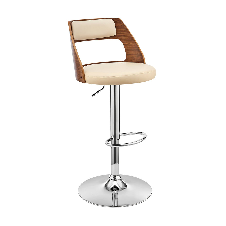 43" Swivel Adjustable Height Bar Chair - Cream / Silver