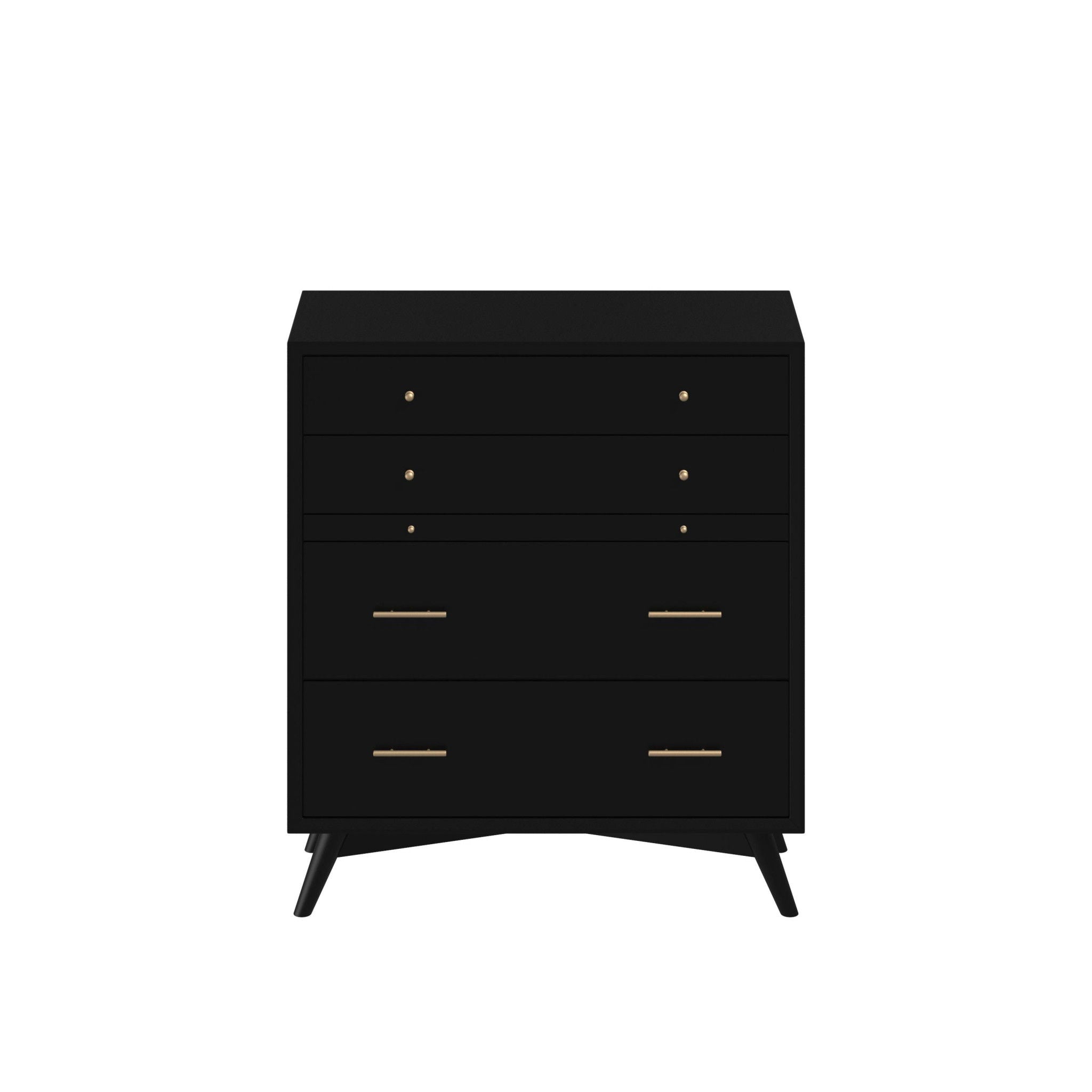 Solid Wood Four Drawer Chest - Black