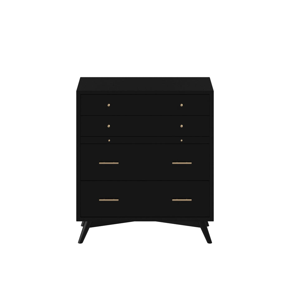 Solid Wood Four Drawer Chest - Black