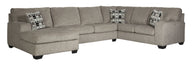 Ballinasloe - Sectional Pearl Silver 3-Piece Sectional with Left-Arm Facing Chaise by Signature Design by Ashley® | Bel Furniture