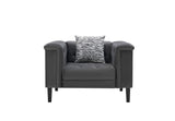 Mary - Velvet Tufted Chair With 1 Accent Pillow - Dark Gray by Lilola Home | Bel Furniture