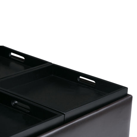 Avalon - Square Coffee Table Storage Ottoman - Tanners Brown by Simpli-Home | Bel Furniture
