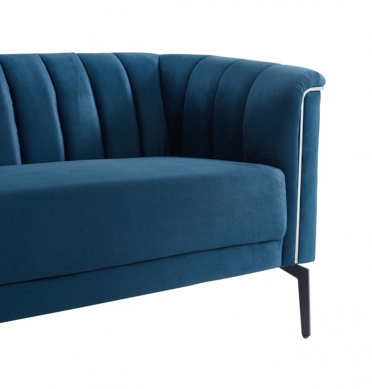 Sofa With Silver Legs - Blue