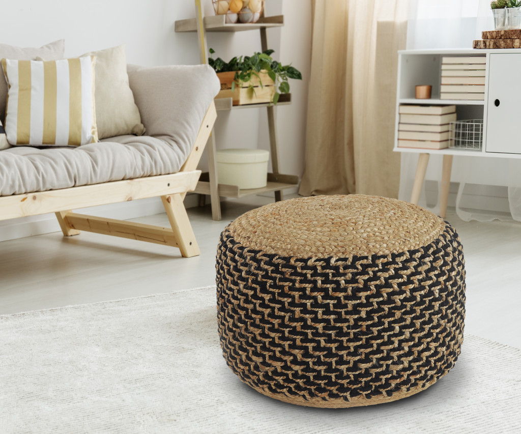 Jute Ottoman - Tan