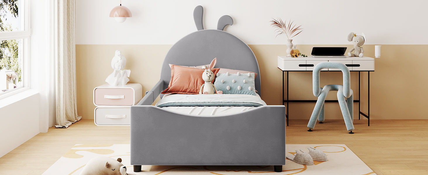 Upholstered Daybed With Rabbit Ear Shaped Headboard