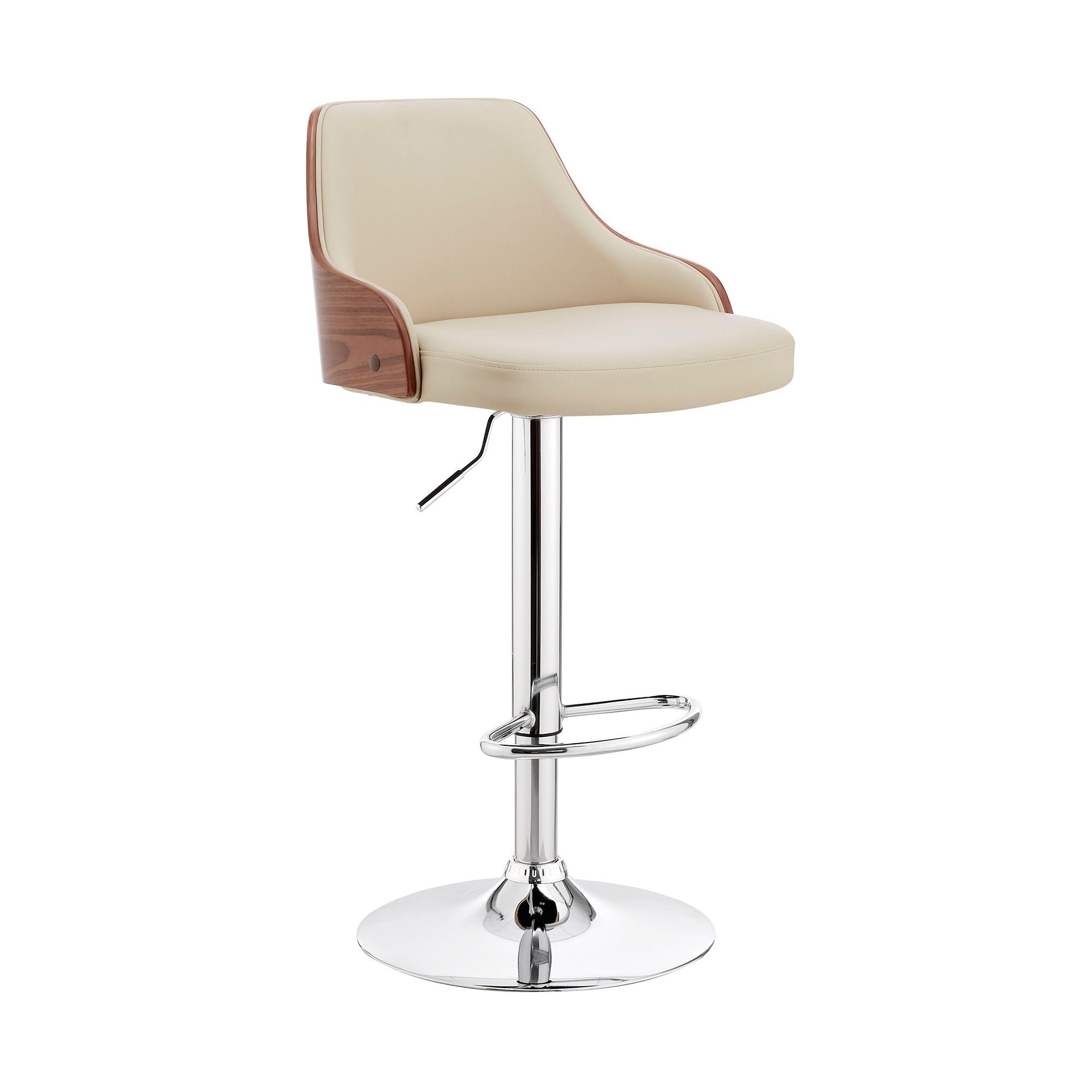 41" Swivel Adjustable Height Bar Chair - Cream / Silver