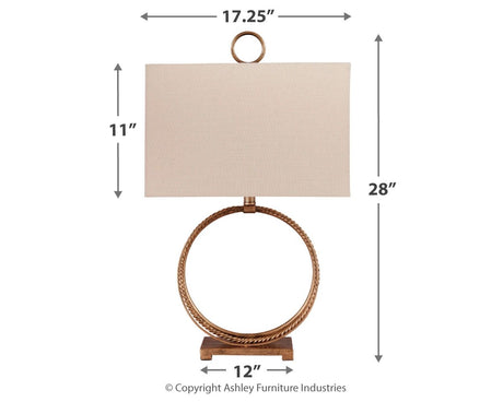 Mahala - Antique Gold Finish - Metal Table Lamp by Signature Design by Ashley® | Bel Furniture