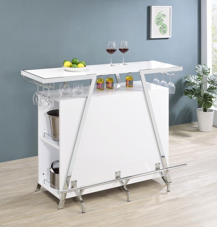 Araceli - Freestanding LED Home Bar Cabinet - White High Gloss