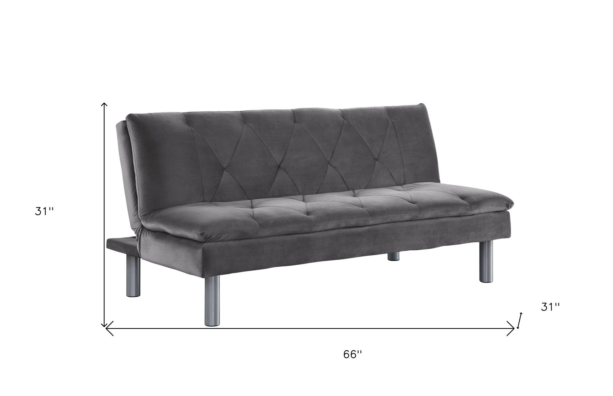 Velvet Sleeper Sleeper Sofa With Silver Legs - Gray