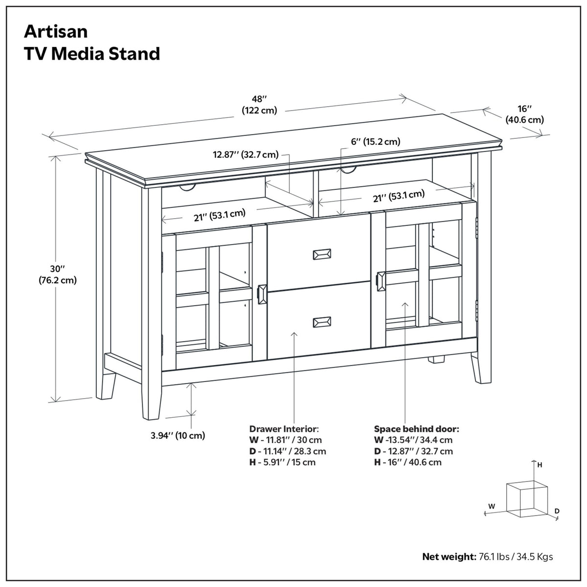 Artisan - TV Media Stand, Handcrafted - Russet Brown