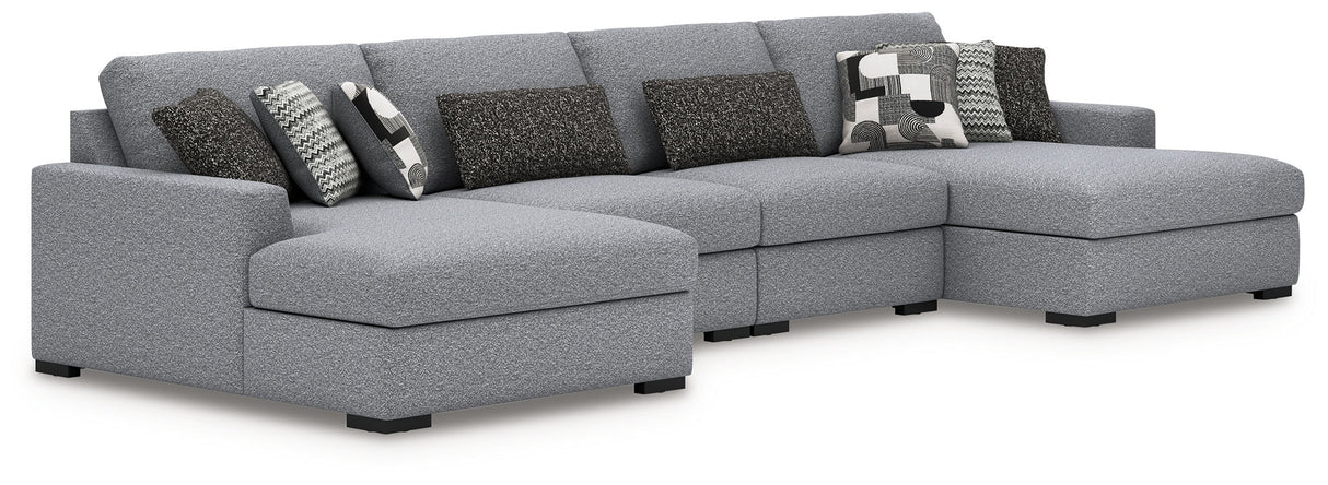 Bealton - Sectional Gray 4 Pc. Double Chaise Sectional by Benchcraft® | Bel Furniture