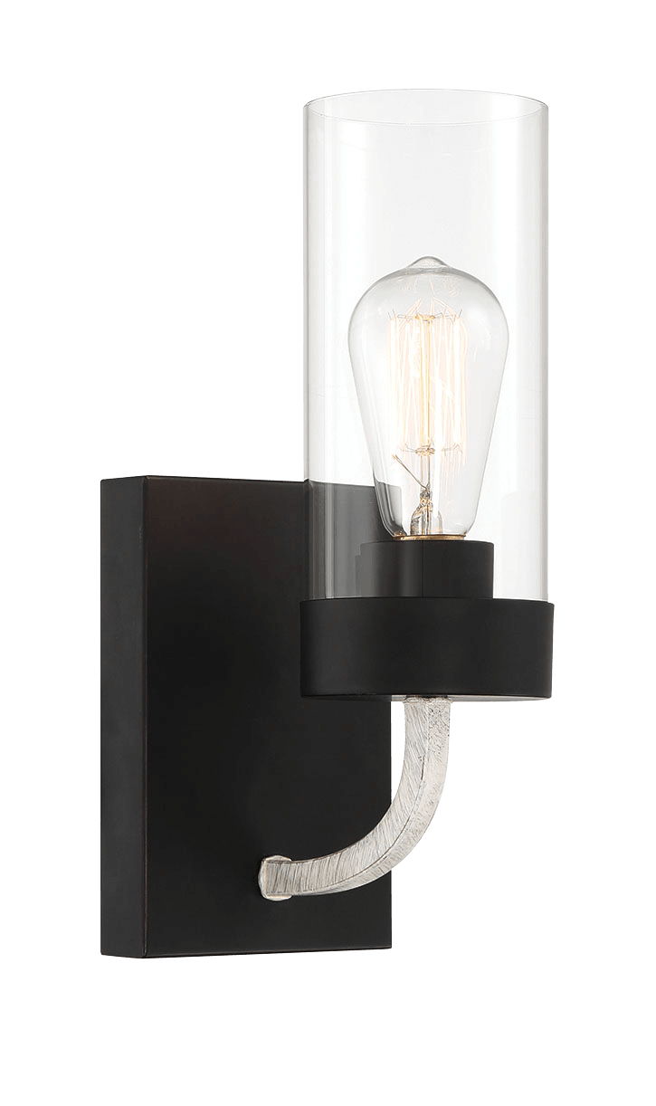 Zephyr - Single Light Sconce - Black / Clear by Ashcroft Furniture | Bel Furniture