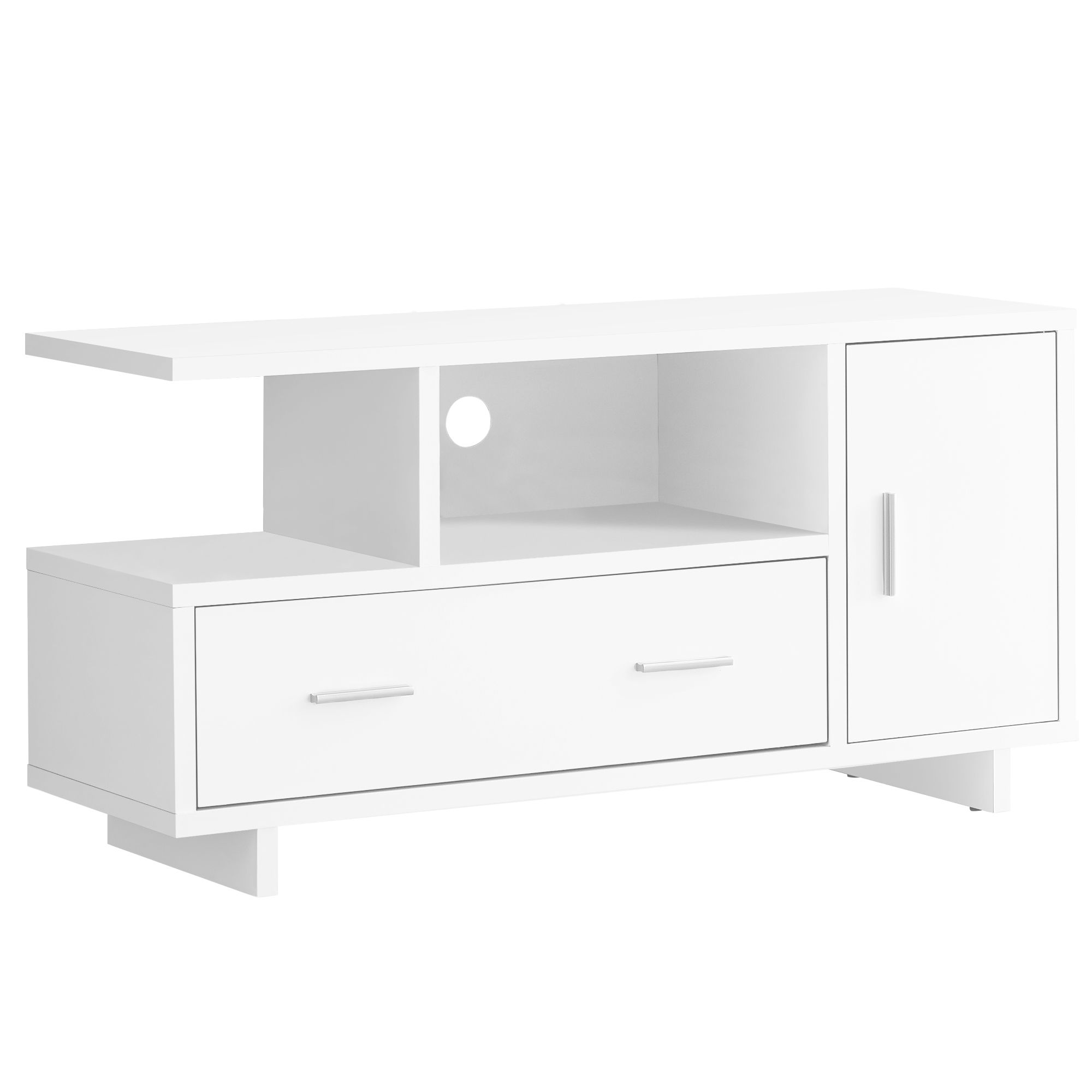 Cabinet Enclosed Storage, TV Stand - White