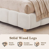 Pula - Queen Platform Bed With Upholstered Headboard, Slat Support, No Box Spring Needed - Ivory