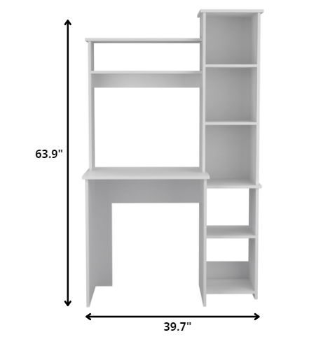 Modern Office Desk With Storage Cabinet - White