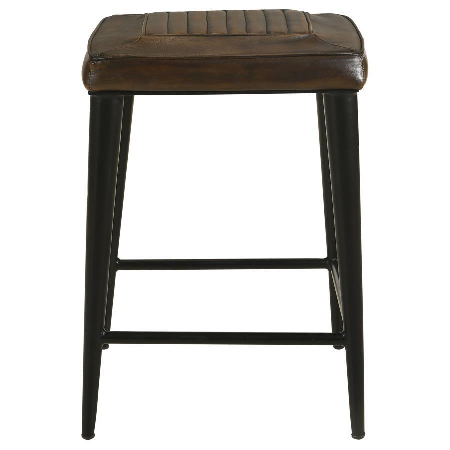 Alvaro - Leather Upholstered Backless Bar Stool (Set of 2)