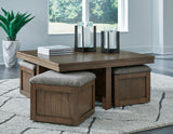 Boardernest - Brown - Cocktail Table With 4 Stools (Set of 5) by Signature Design by Ashley® | Bel Furniture
