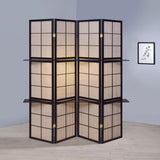 Iggy - 4-Panel Room Divider Folding Shoji Screen - Cappuccino by CoasterEveryday | Bel Furniture