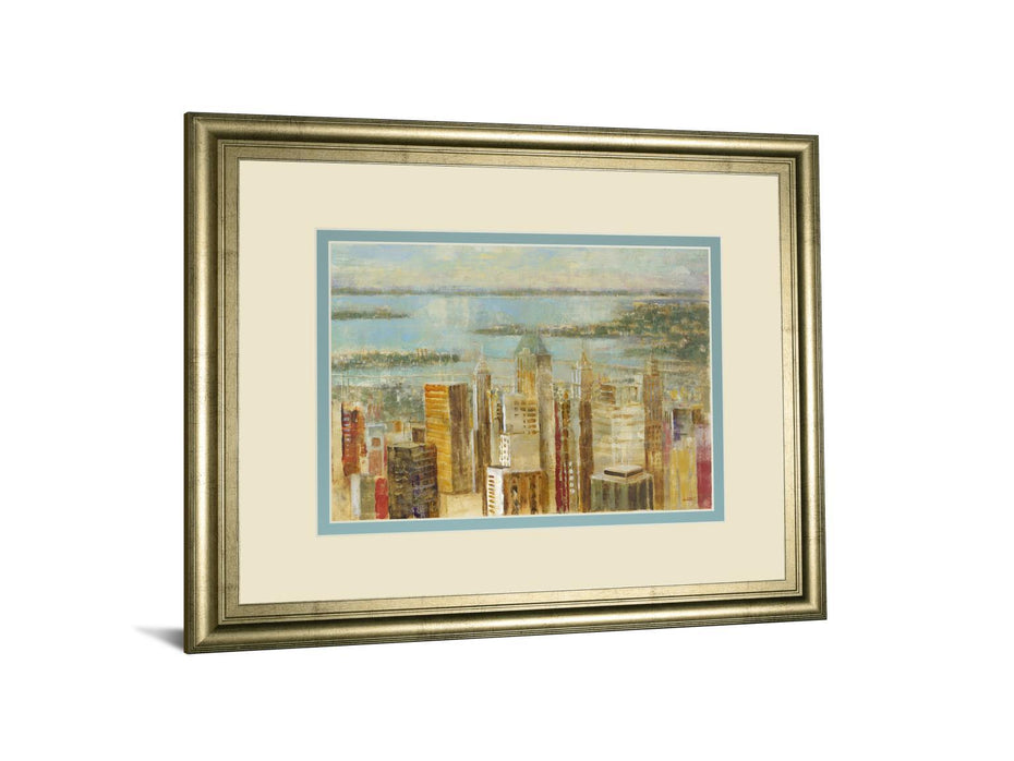 Cityscape By Longo - Framed Print Wall Art - Blue