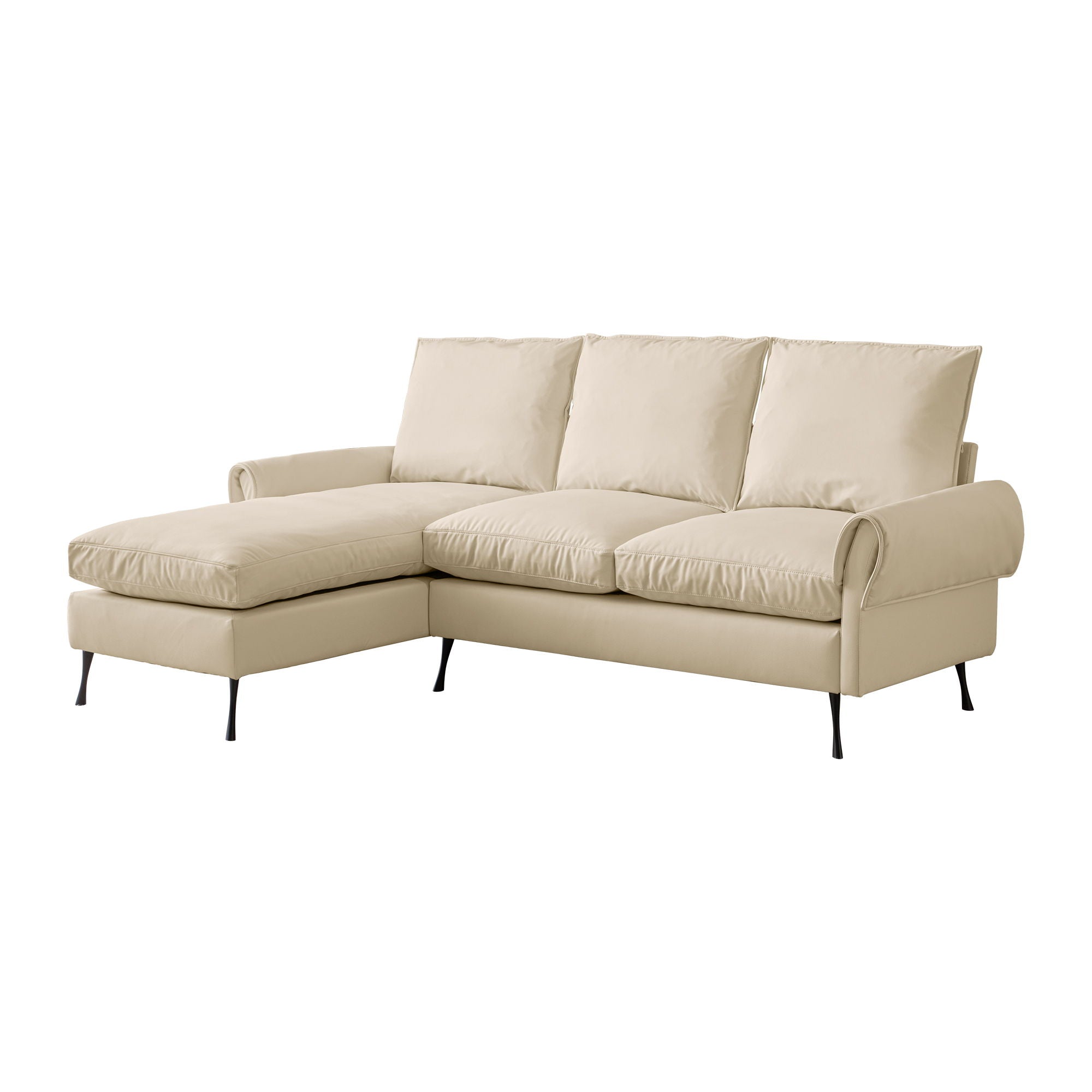 Modern Sectional Technical Leather L-Shaped Sofa Couch With Reversible Chaise Lounge