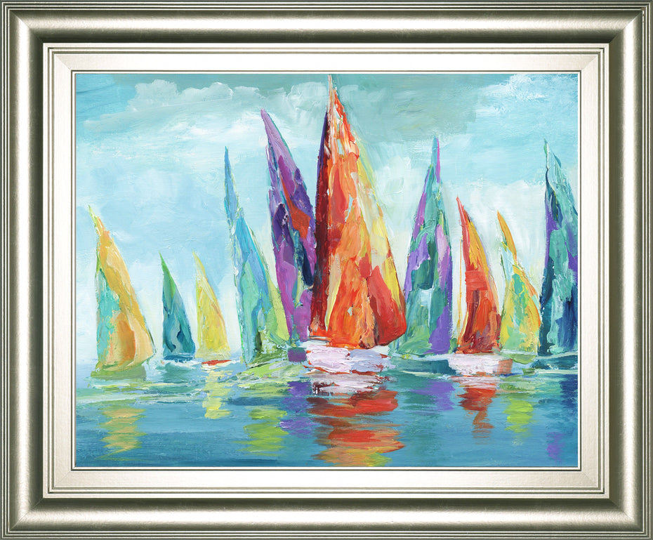 Fine Day Sailing I By Nan - Framed Print Wall Art - Light Blue