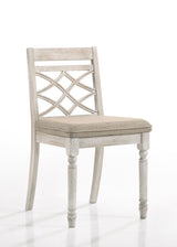 Havanna - 5 Piece Wide Round Dining Table With Off White Chairs (Set of 5) - Vintage Walnut
