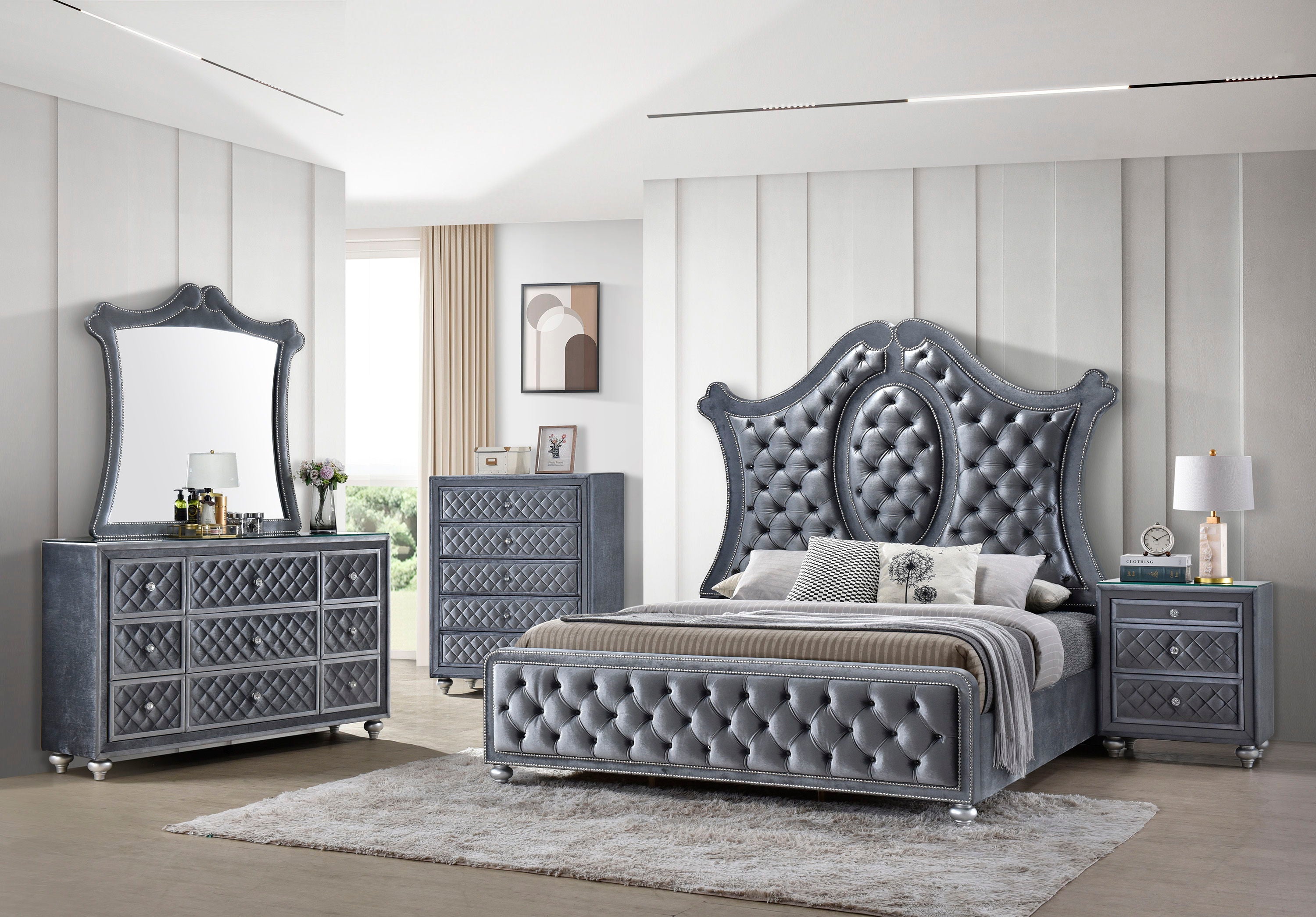 Cameo - Dresser & Mirror - Gray