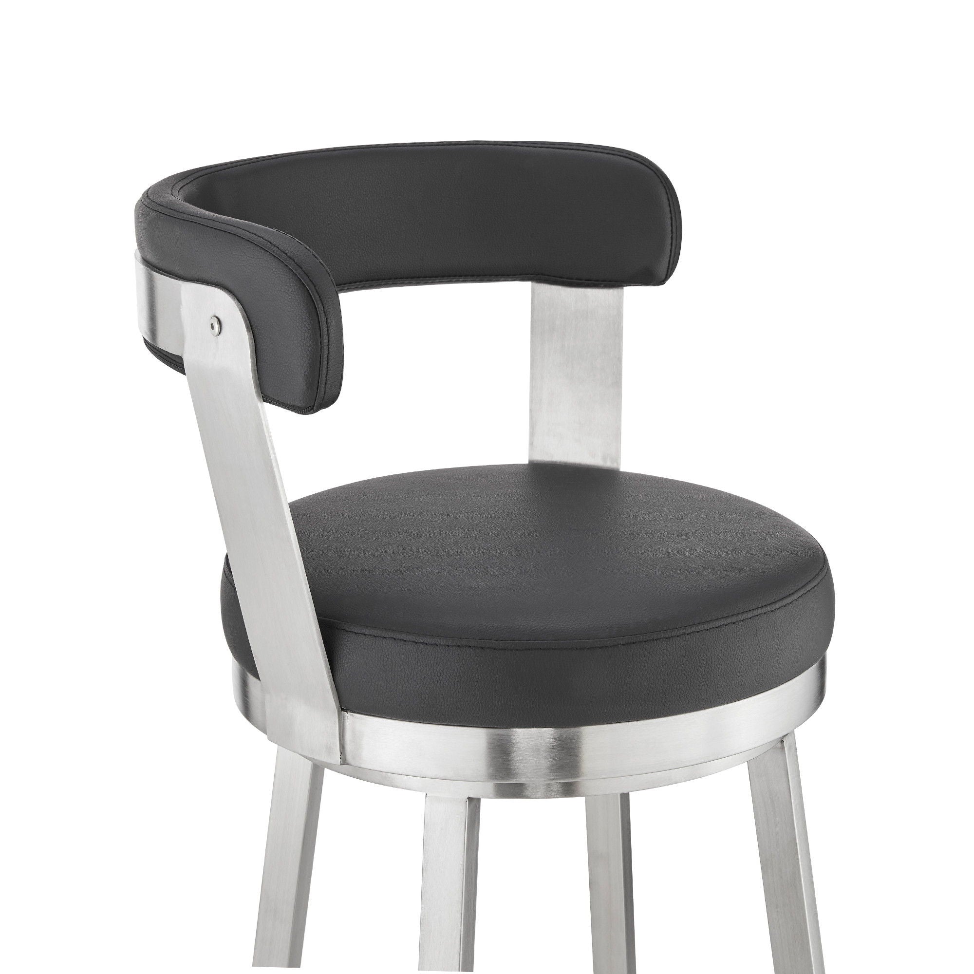 Swivel Backless Bar Height Bar Chair - Black / Silver