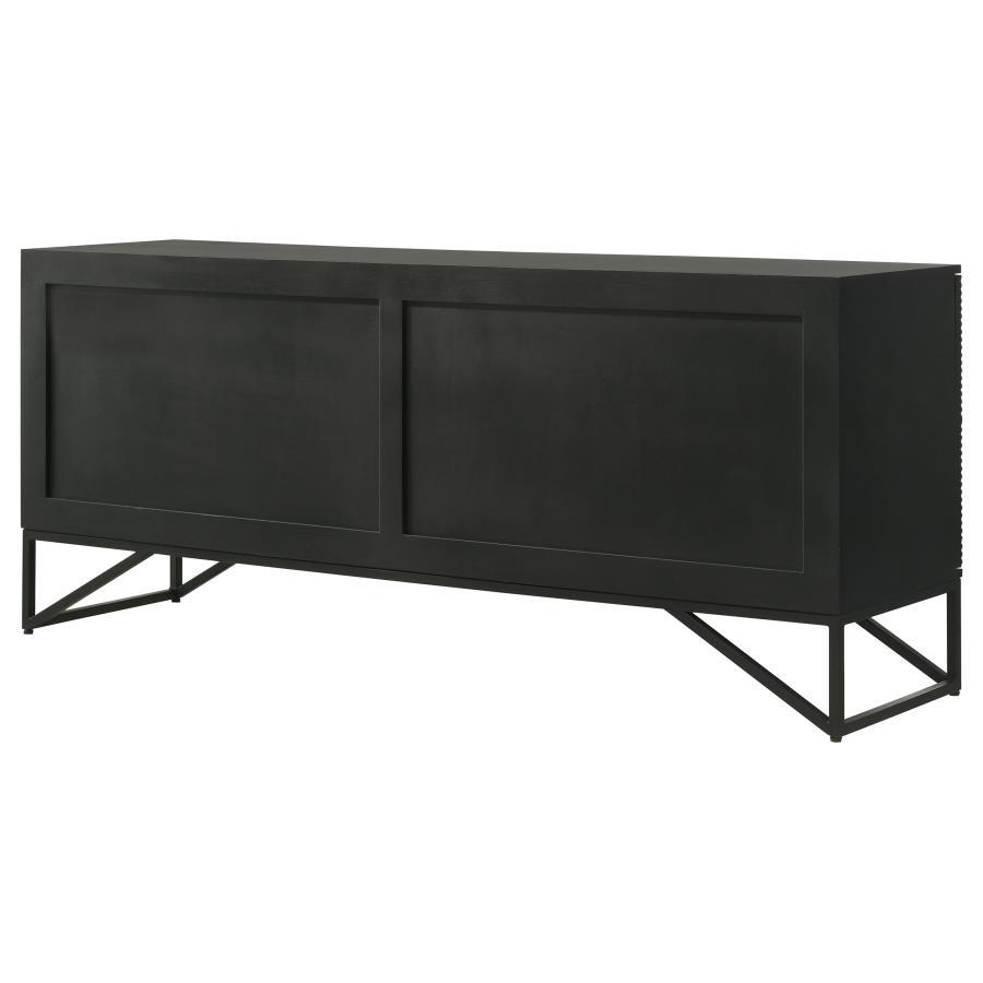 Riddell - 4 Door Wood Reeding Accent Cabinet - Matte Black by Coaster Fine Furniture | Bel Furniture