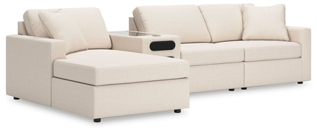 Modmax - Oyster - Sectional White 4 Pc. Sectional With Laf Corner Chaise And Audio Console by Signature Design by Ashley® | Bel Furniture
