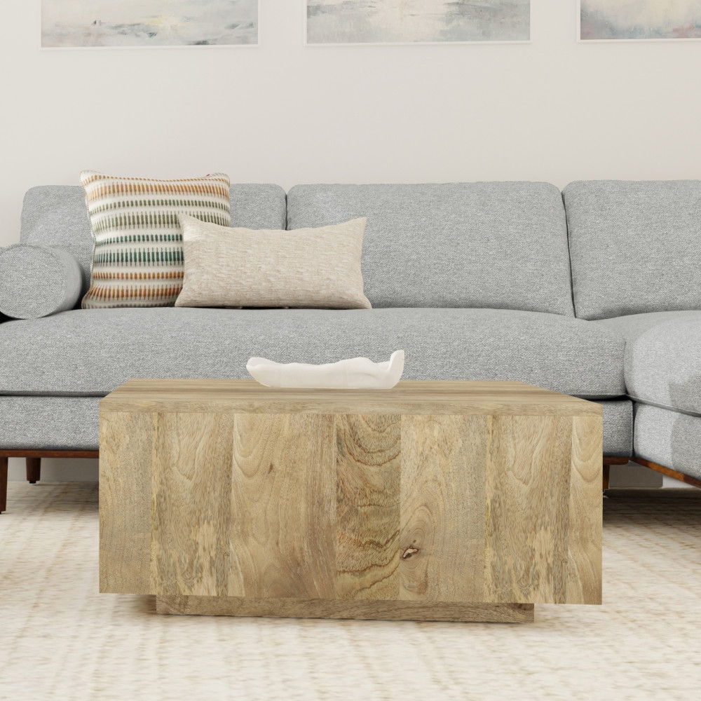 Lockhart - Square Coffee Table - Natural by Simpli-Home | Bel Furniture