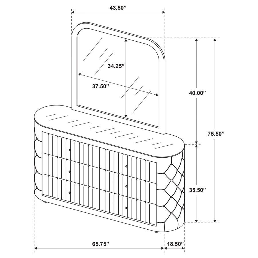 Sonya - 6-Drawer Upholstered Bedroom Dresser