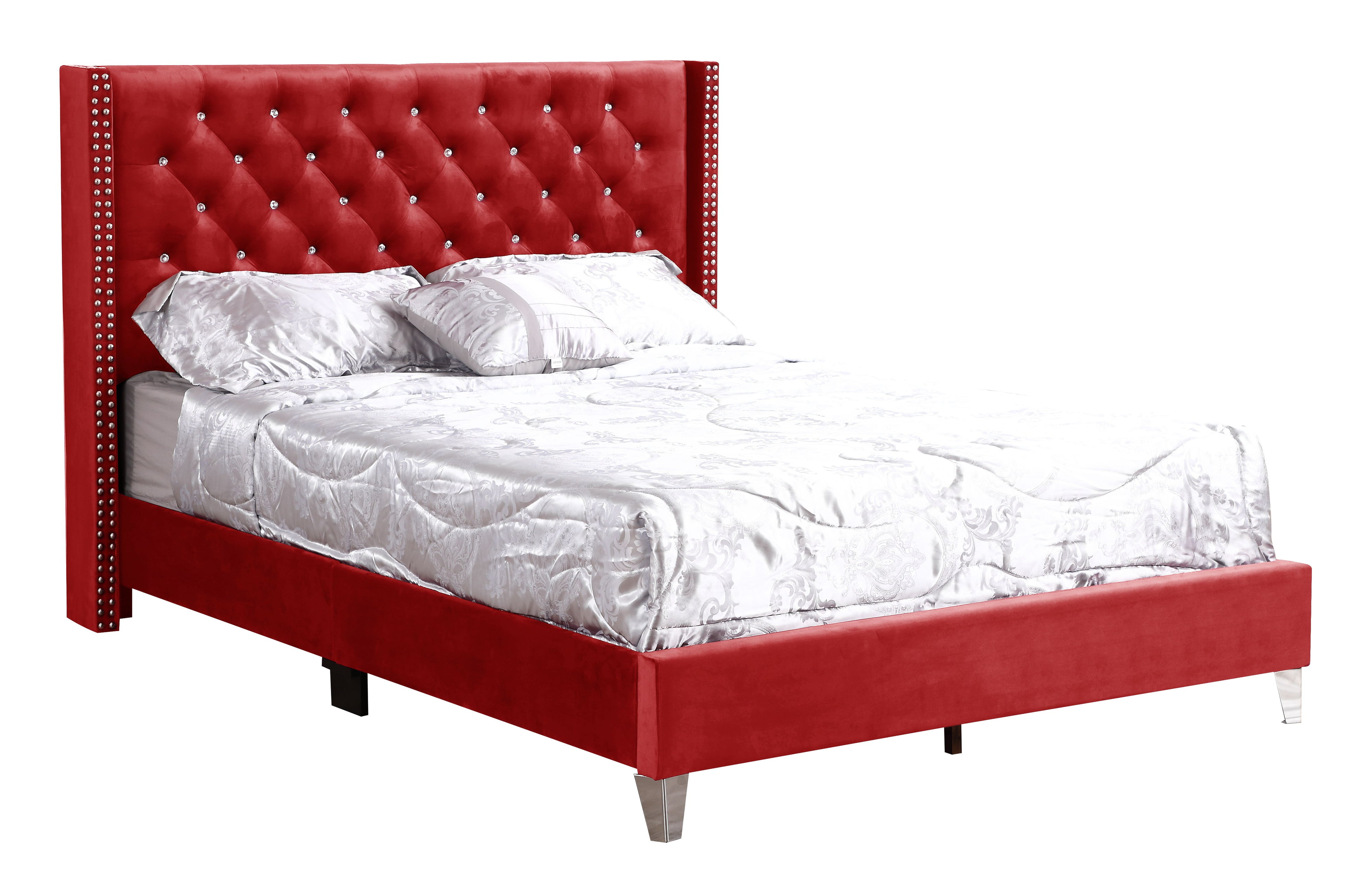 Julie - Upholstered Bed With Faux Diamonds