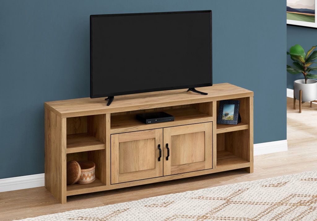 Wood Cabinet Enclosed, Storage TV Stand - Brown