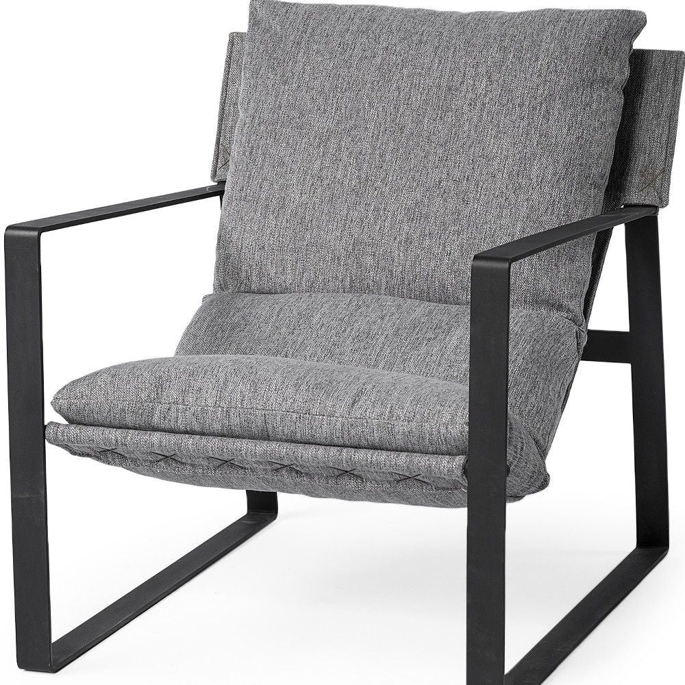 And Black Metal Sling Chair - Stone Gray