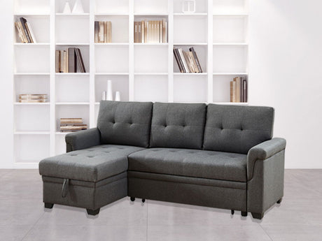 Destiny - Linen Reversible Sleeper Sectional Sofa With Storage Chaise by Lilola Home | Bel Furniture