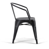 Larkin - Metal Dining Arm Chair (Set of 2) - Distressed Black / Silver by Simpli-Home | Bel Furniture