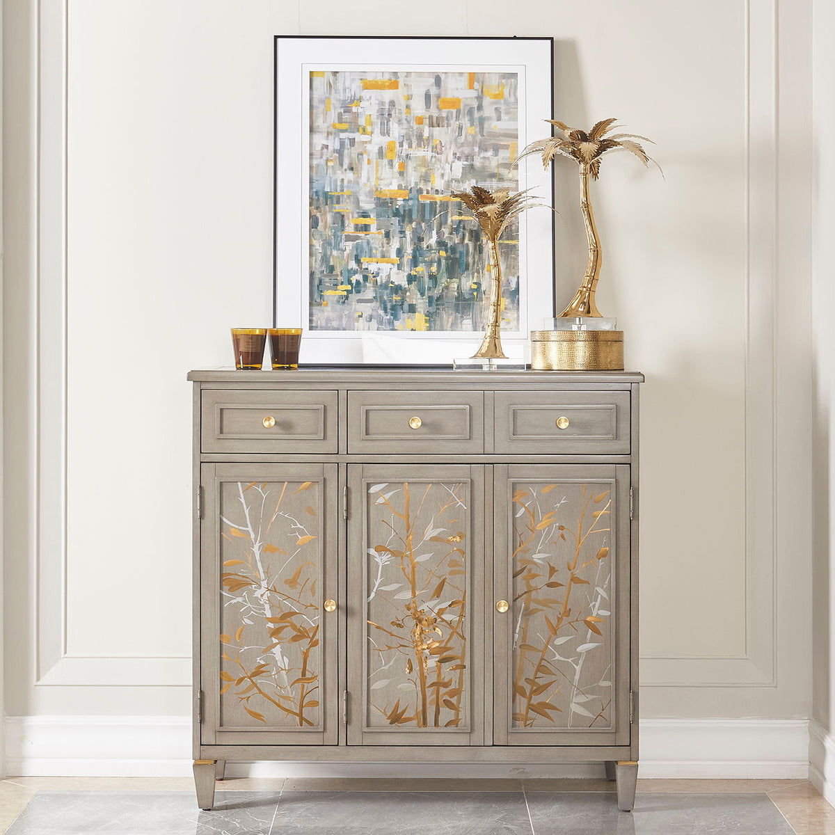 Dauphin - Handpainted Entryway Storage Cabinet - Gray Cashmere by Jennifer Taylor Home | Bel Furniture