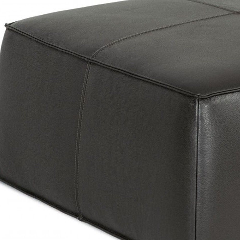 Faux Leather Cocktail Ottoman - Slate Gray