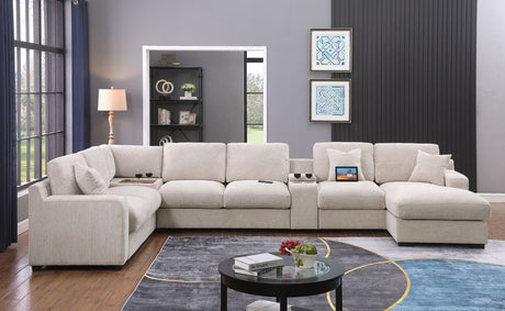 Celine - Fabric Corner Sectional Sofa With Right-Facing Chaise, Cupholders, And Charging Ports - view 24