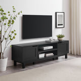 Modern 2 Door Open Storage TV Stand For TVs Up To 65" - Solid Black by Walker Edison | Bel Furniture