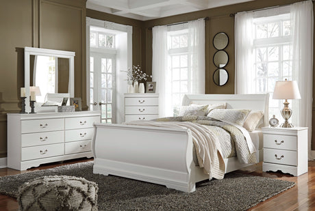 Anarasia - Sleigh Bed Set White Queen by Signature Design by Ashley® | Bel Furniture