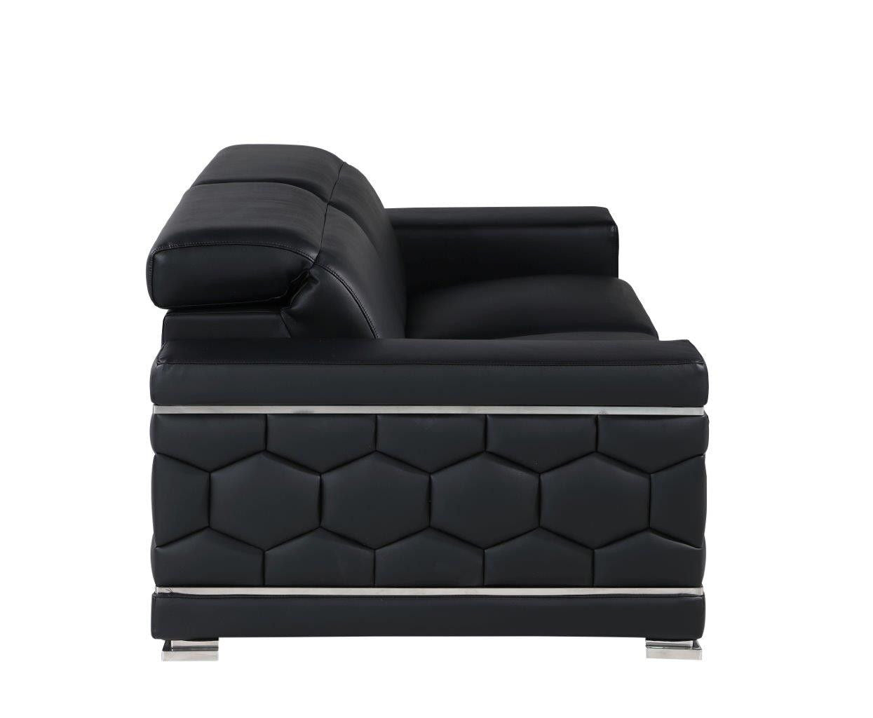 Silver Legs Sofa Leather - Black