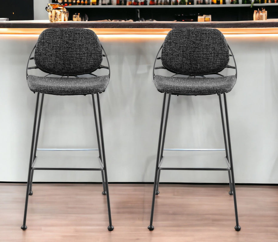 Steel Low Back Bar Height Bar Chairs (Set of 2) - Black