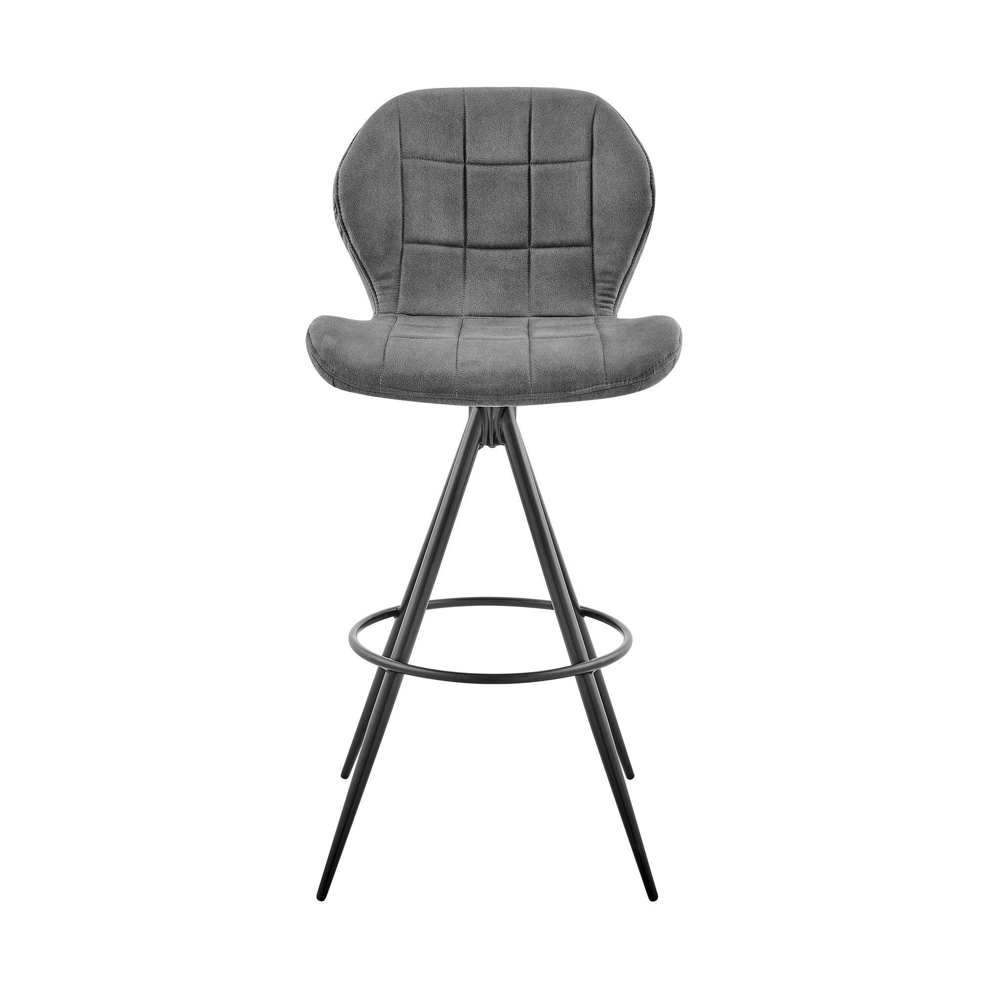 39" Iron Counter Height Bar Chair - Charcoal / Black